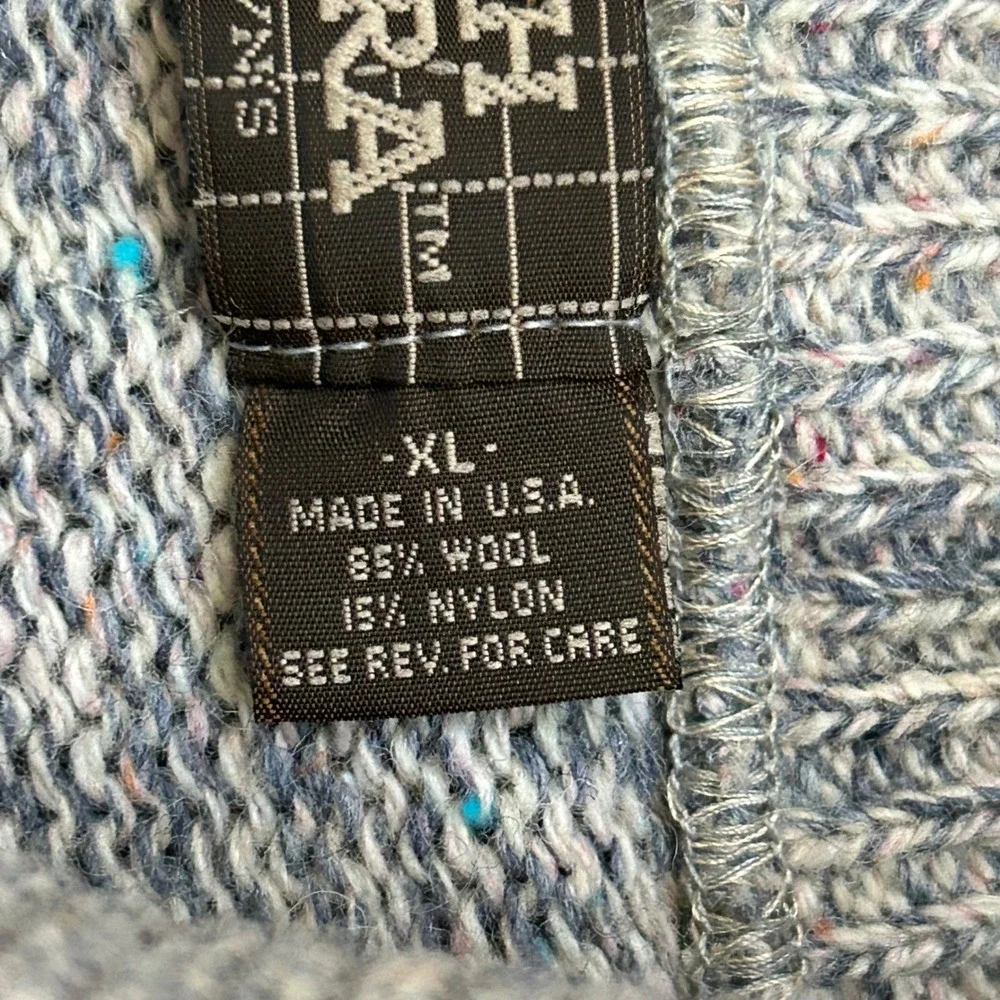 Vintage High Sierra Mervyn's Sweater Mens XL Wool USA Shawl Collar Gray Flecked
